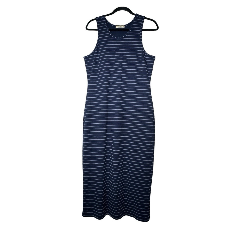 Marine Layer Tank Midi Dress Womens Large Stripe Sleeveless Doble Lined Stretch